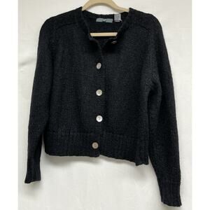 Rare Vintage GAP Black Mohair Fuzzy Sweater Grunge, Dark Academia, Shell Buttons